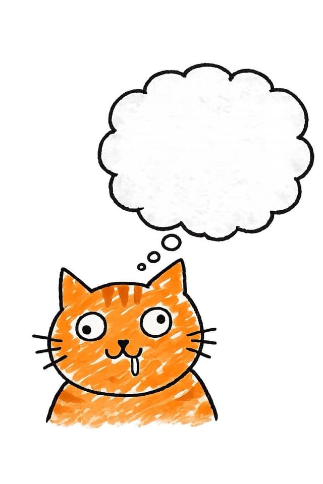1CELL the orange cat with a thought bubble